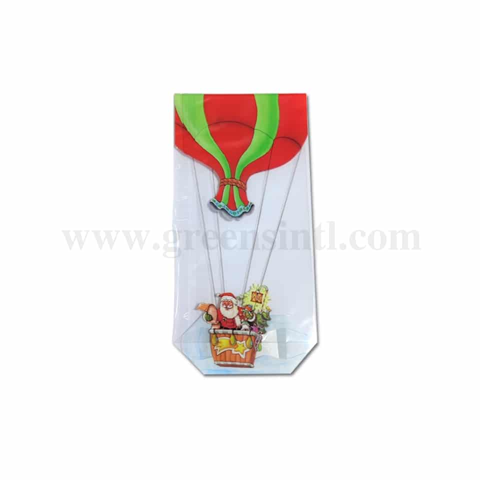 GREENS CHOICE Cellophane Cookies Bag Christmas -Santa in Hot Air Balloon 100 x 220mm-100 Pcs