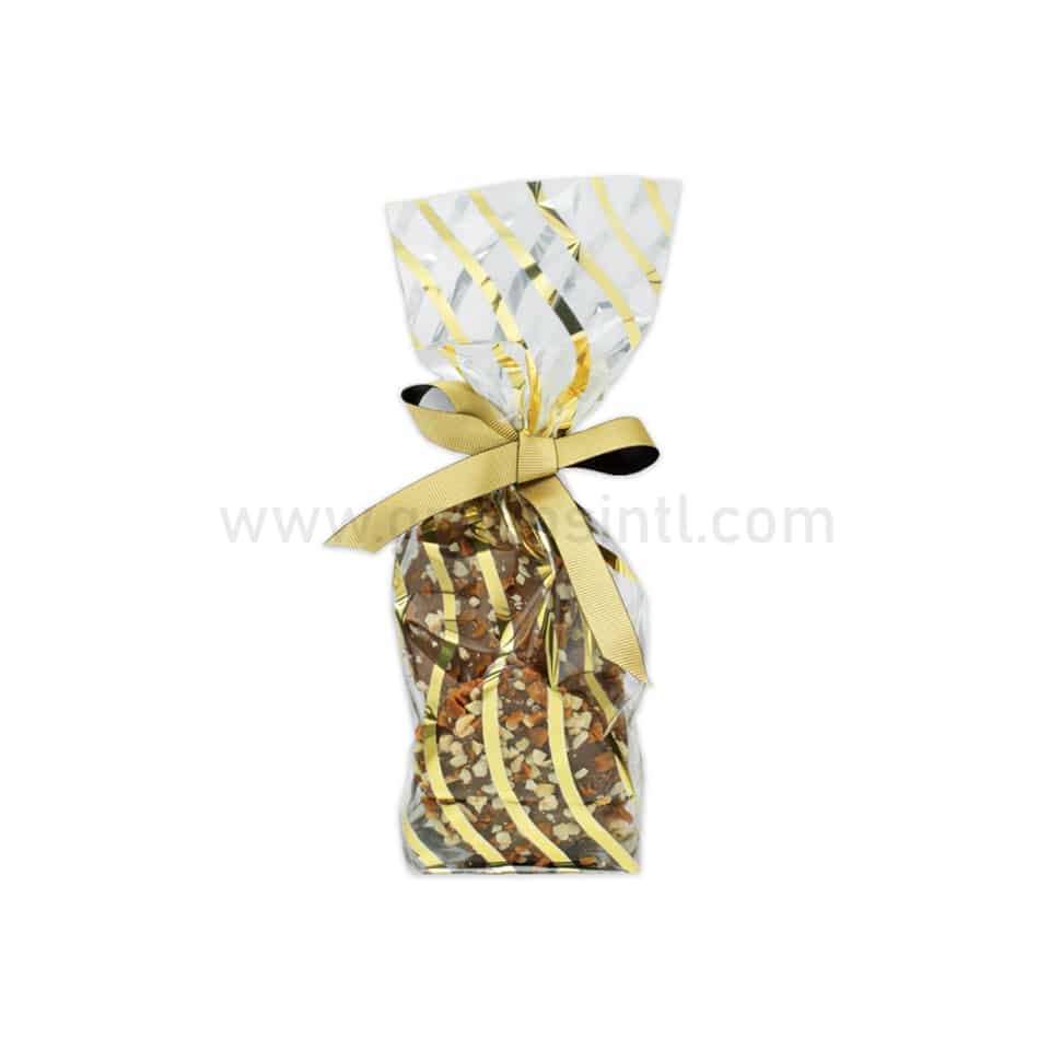 GREEN Cellophane Cookies Bag Serpentine Gold 120 x 275 mm-100 Pcs
