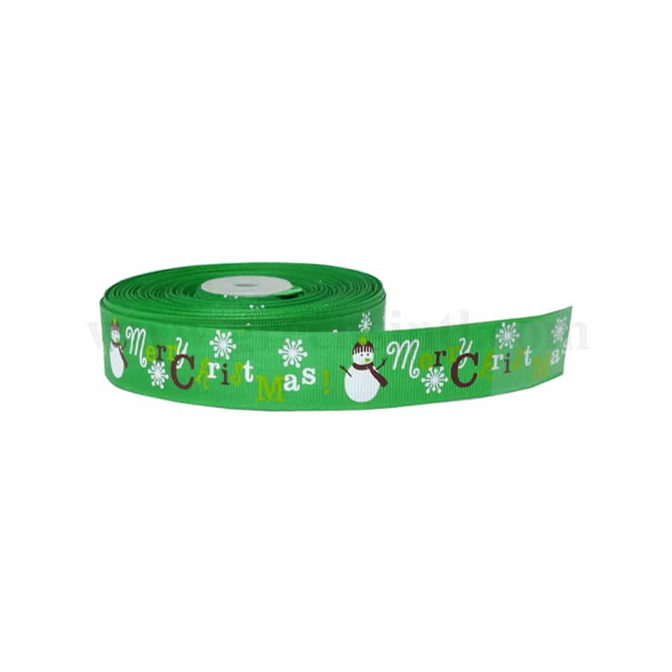 GREENS CHOICE Green Ribbon- Merry Christmas and Snowman 30 m x 25 mm