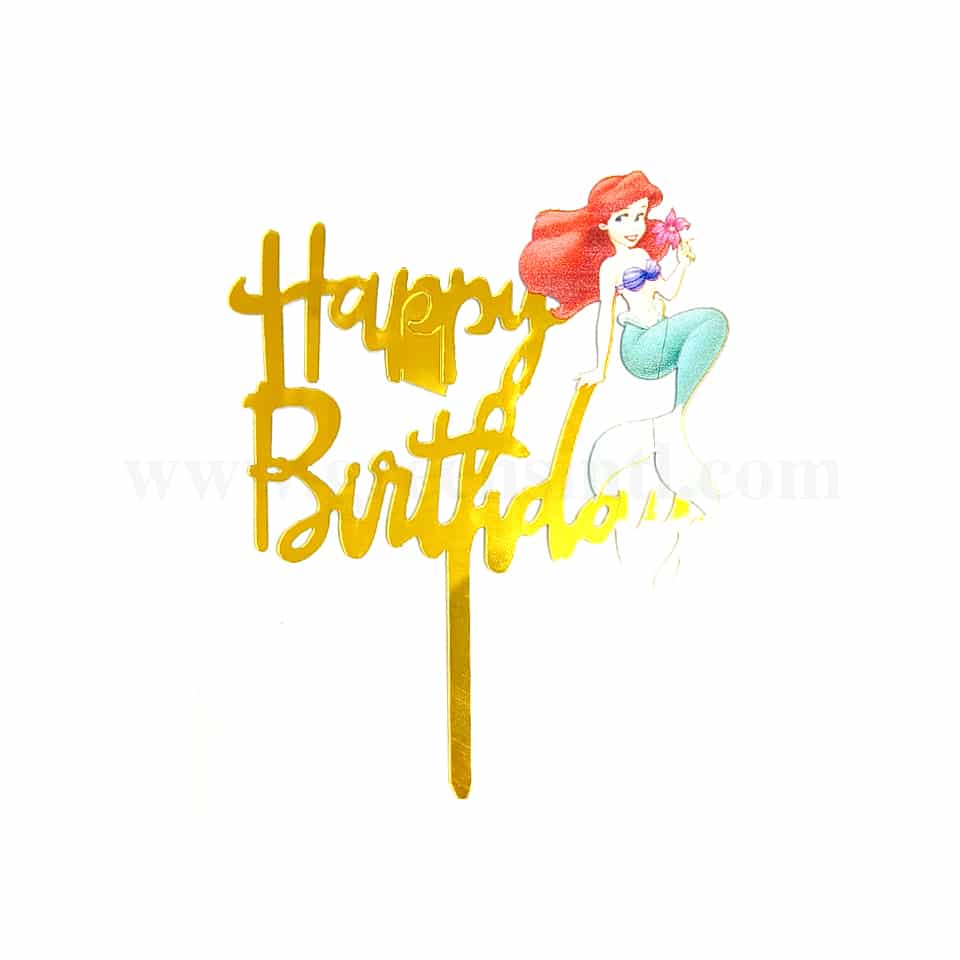 GREENS CHOICE Cake Topper Happy Birthday With Mermaid 110 x 95 mm