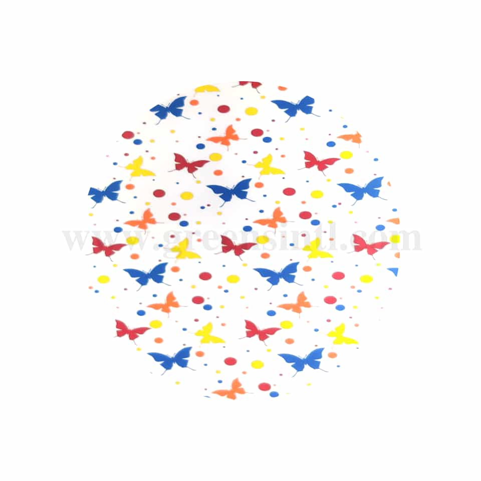 GREENS CHOICE Chocolate Transfer Sheet Butterflies Blue, Red, Gold and Orange 250 x 350 mm-50 Sheets