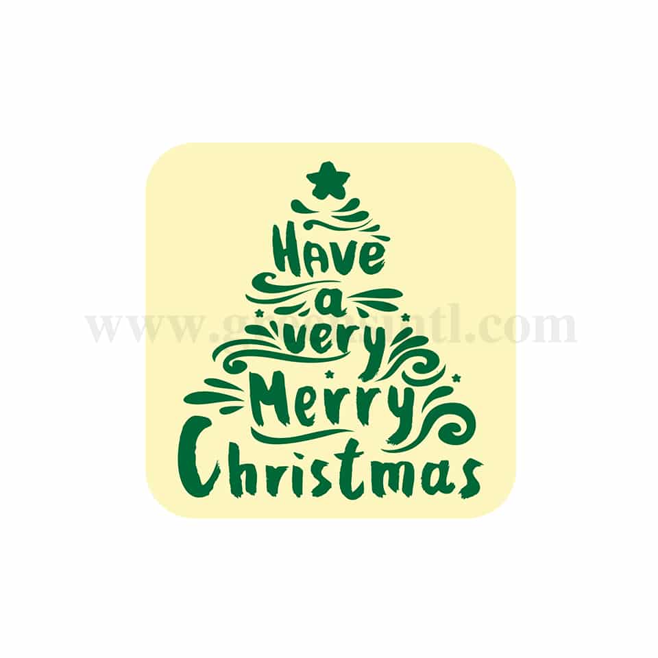 GREENS CHOICE Chocolate Transfer Sheet Merry Christmas Green 40 x40 mm-21 graphics-5 Sheets