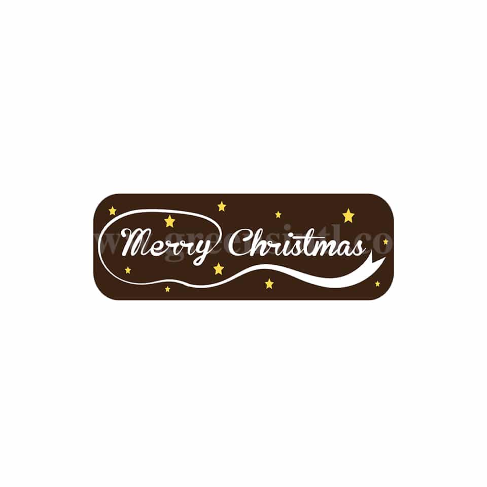 GREENS CHOICE Chocolate Transfer Sheet Merry Christmas White and Yellow 70 x 20 mm-20 graphics-5 Sheets