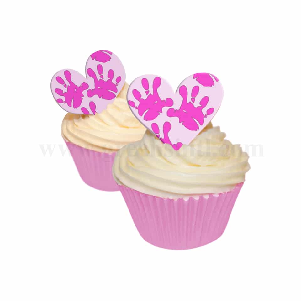 CDA Edible Wafer Decorations Baby Hand Girl Heart Topper-12 Sheets