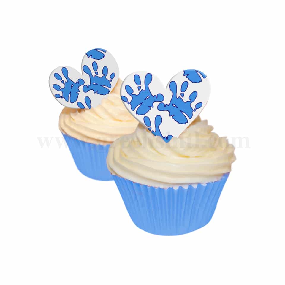 CDA Edible Wafer Decorations Baby Hand Boy Heart Topper-12 Sheets