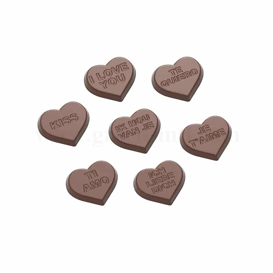 CHOCOLATE WORLD Chocolate Mould Hearts 26x30xh7 mm-7 Fig