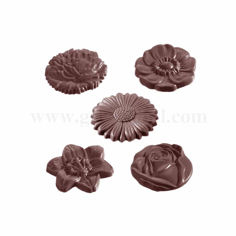 CHOCOLATE WORLD Chocolate Mould Flower Caraque Round 43 x 43 x h 6 mm-5 Fig