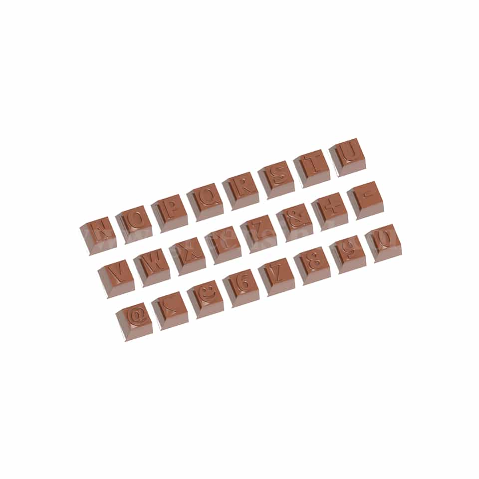 CHOCOLATE WORLD Chocolate Mould Part 2 Alphabet 26 x 26 x h 18.5 mm -24 Fig