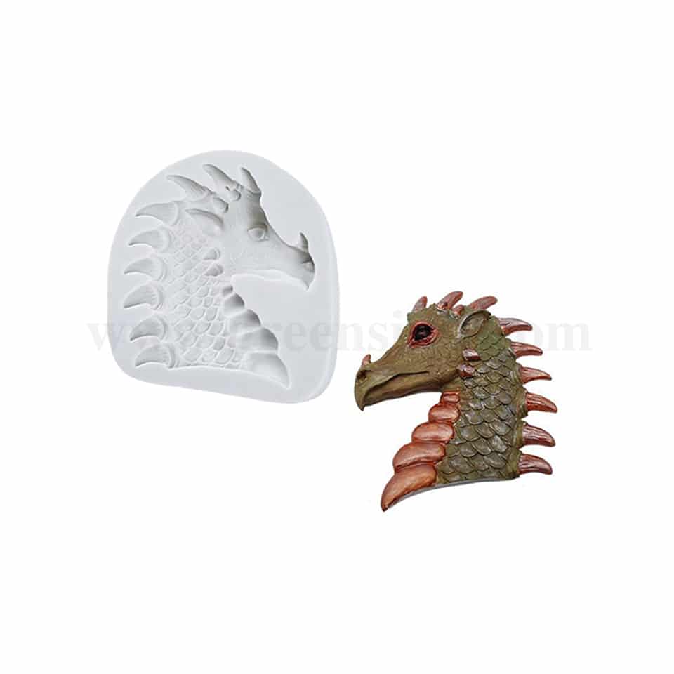 GREENS Silicone Mould Dragon/ Dinosaur Head 70 x 65 mm