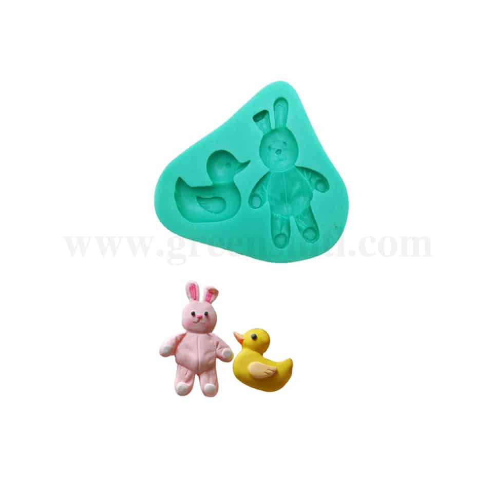 GREENS Silicone Mould Bunny And Duckling 89mm
