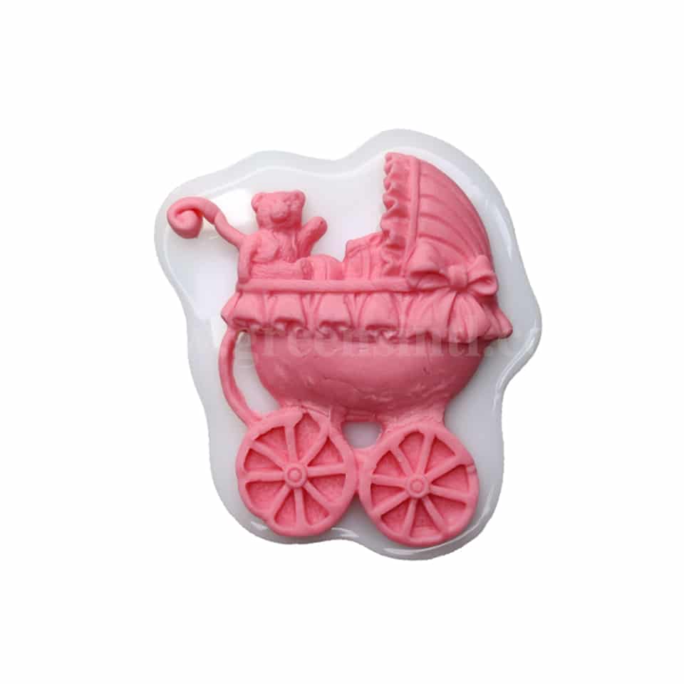 GREENS Silicone Mould Baby Stroller With Teddy 80 x 80 mm