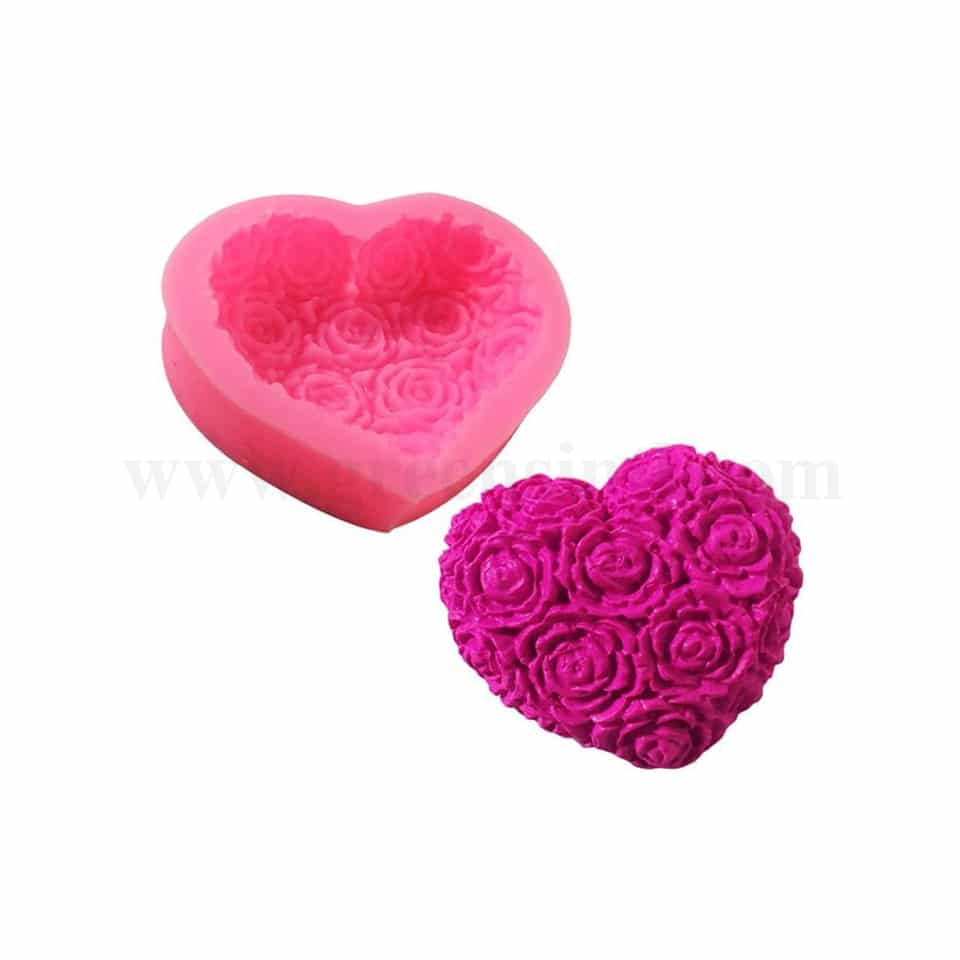 GREENS Silicone Mould 3D Embossed Heart 70 x 75 mm