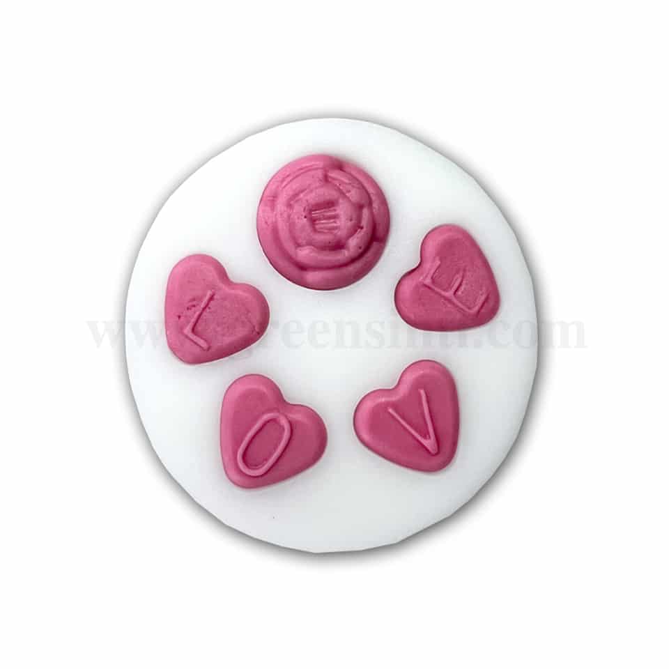 GREENS Silicone Mould Heart With Letters 75 mm