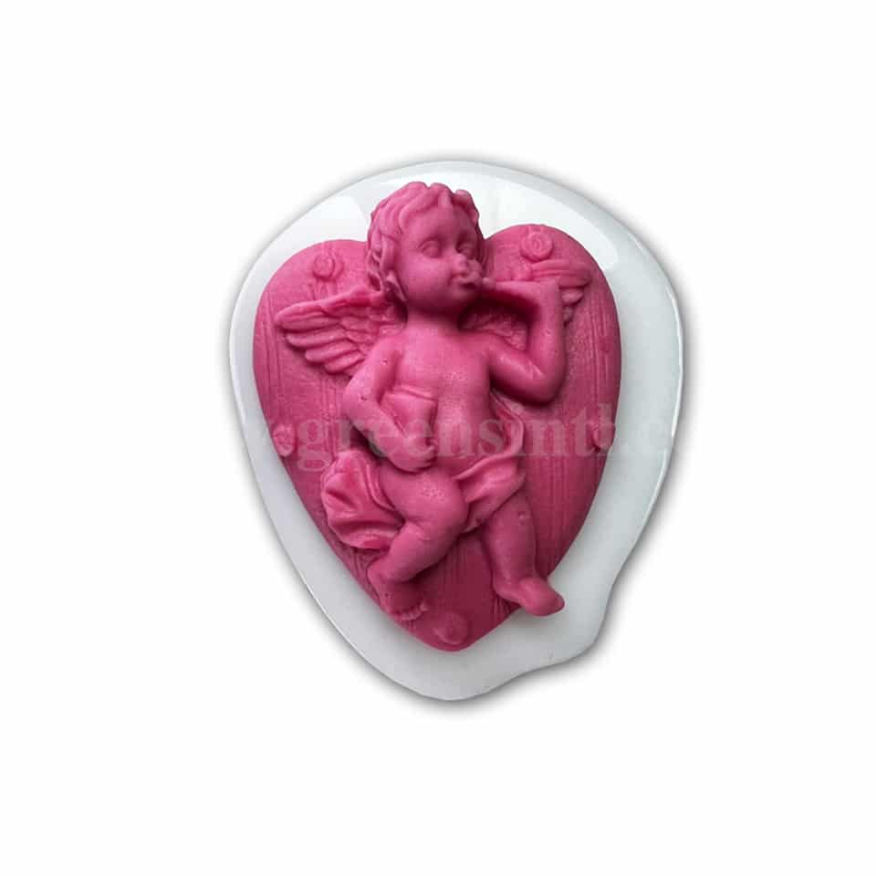 GREENS Silicone Mould Baby Angel On Heart 80 x 70 mm