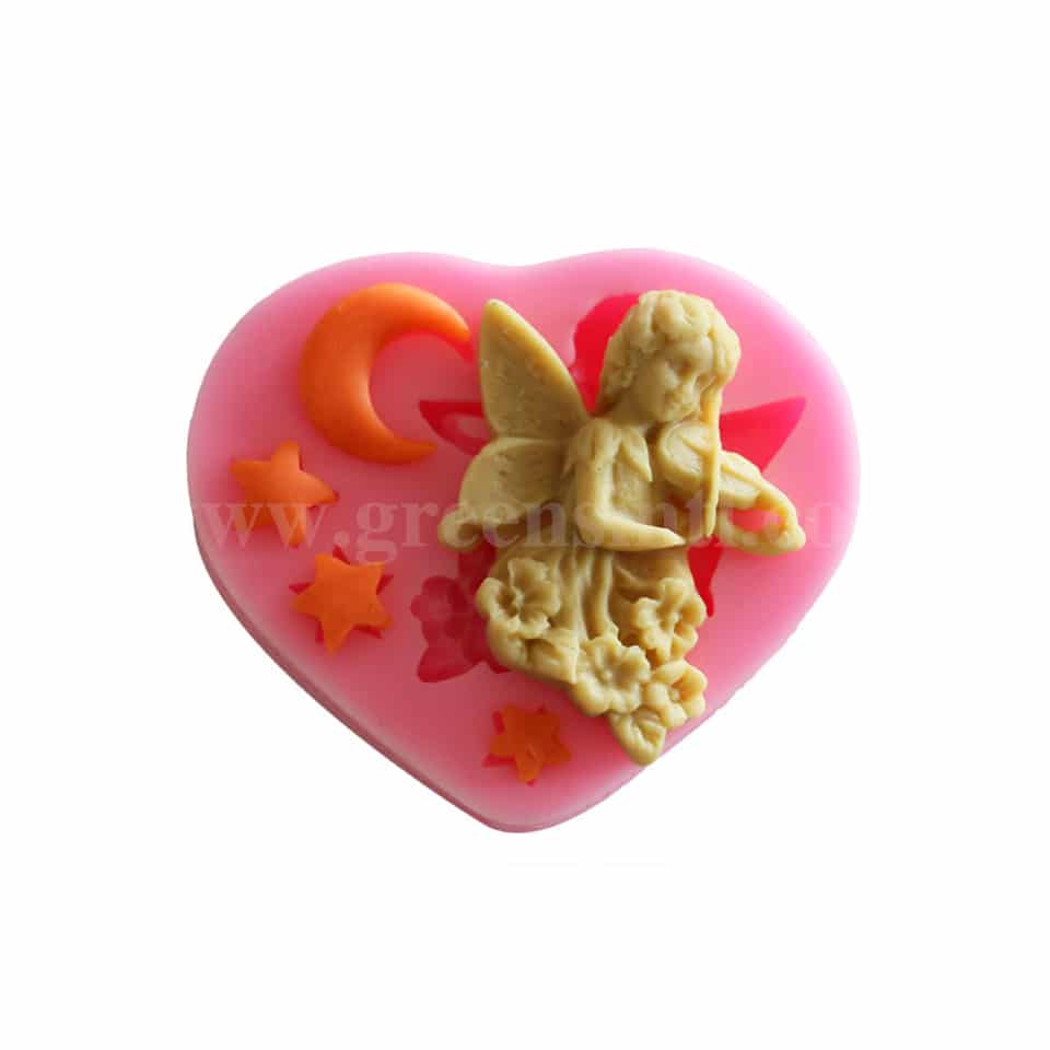 GREENS Silicone Mould Angel With Violin,Star And Moon 60 x 75 mm