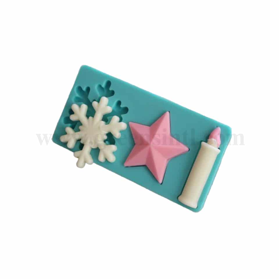 GREENS Silicone Mould Snowflake,Star And Candle 89 x 50 mm