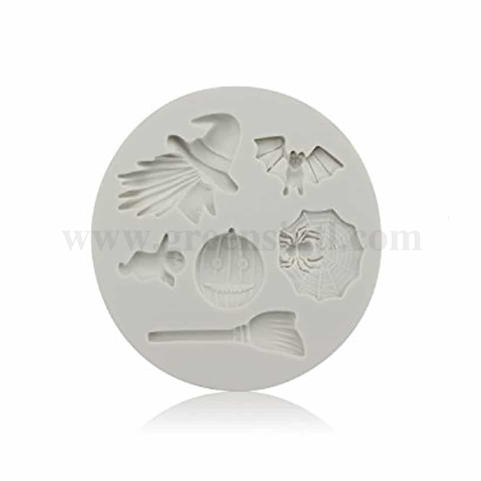 GREENS Silicone Mould Witch Head,Broom,Pumpkin D100 mm