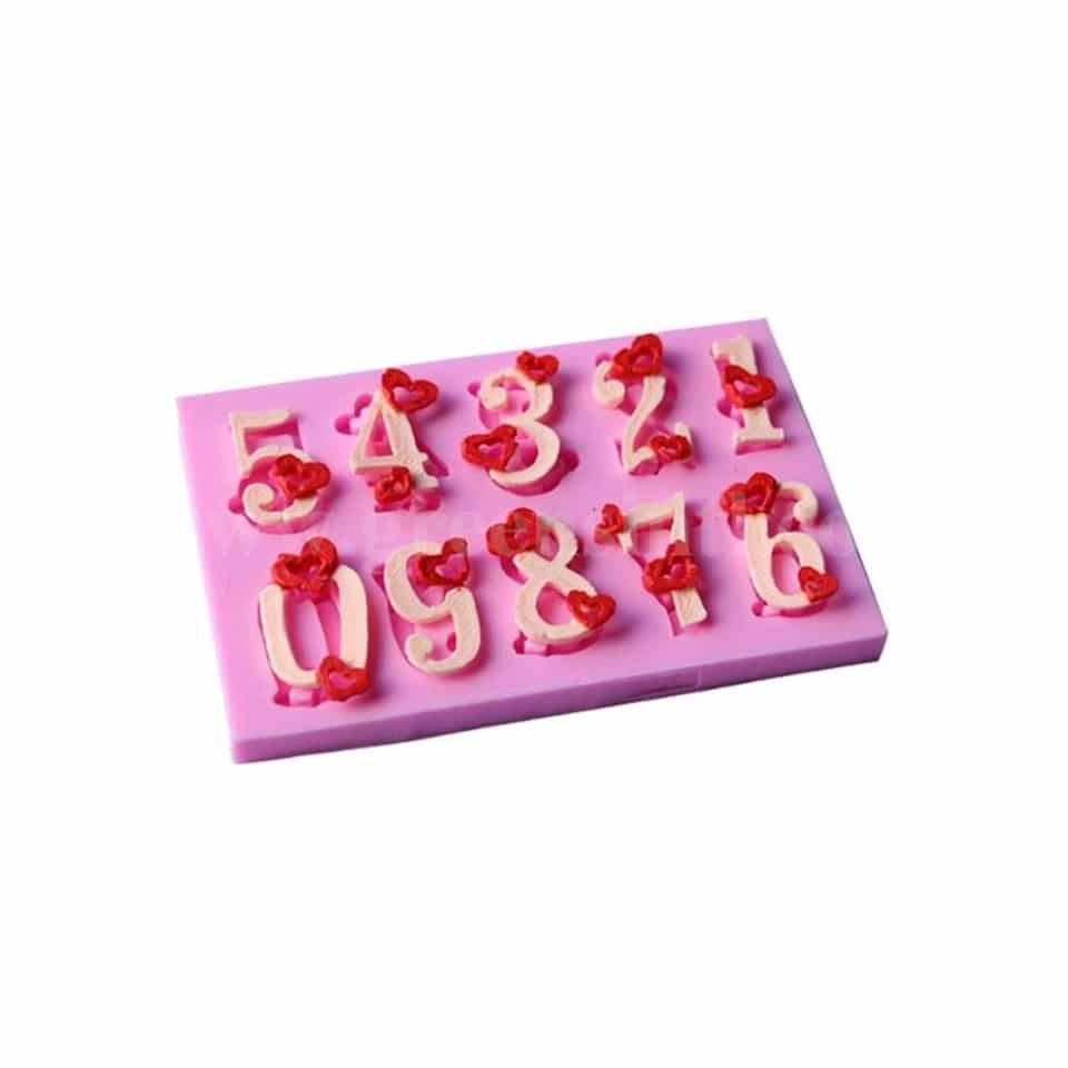 GREENS Silicone Mould Numbers with Heart