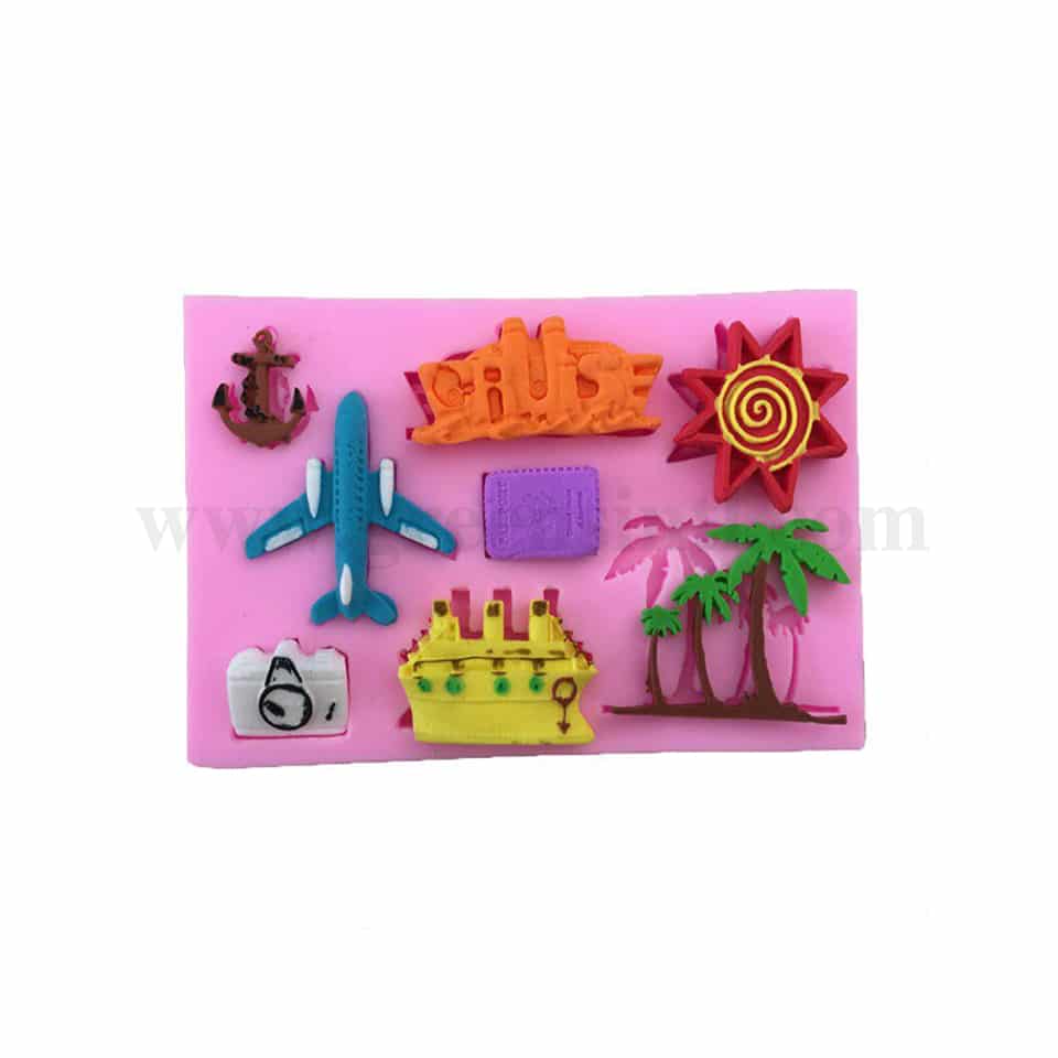GREENS Silicone Mould Plane, Camera, Coconut Tree, Ship 100 x 65 mm