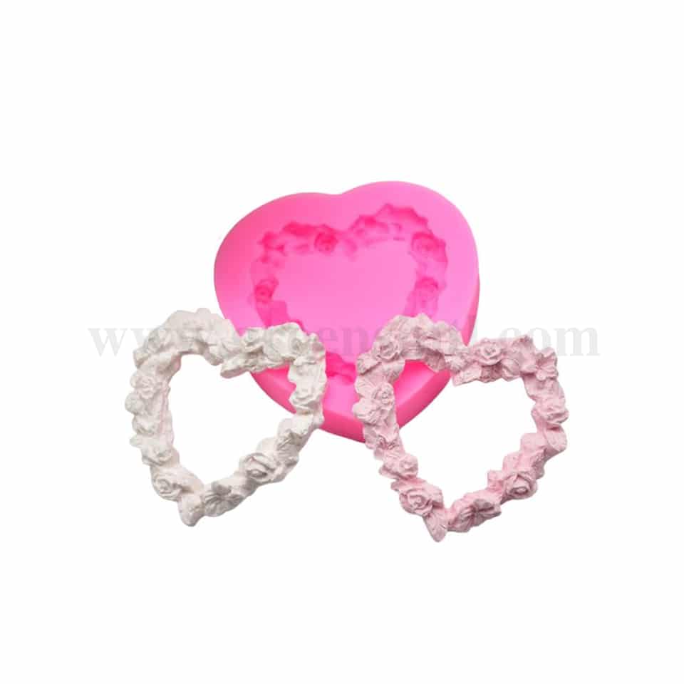 GREENS Rose Heart Frame Silicone Mould 70 x 70 mm