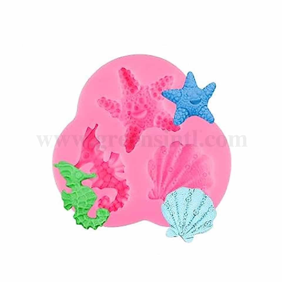 GREENS Silicone Mould Starfish Seahorse And Oyster 85 x 85 x 14 mm