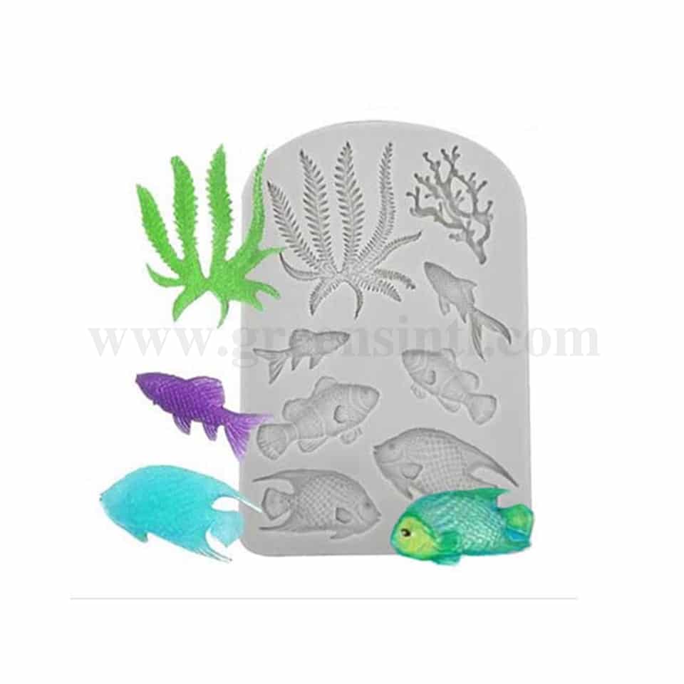 GREENS Silicone Mould Fish and Sea Plants 141 x 93 x 10 mm