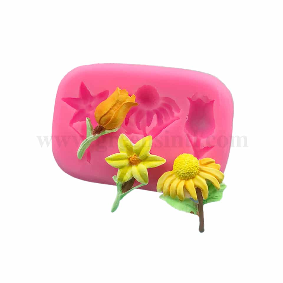 GREENS Silicone Mould Tulip Sunflower Lilly 101 x 55 x 12 mm