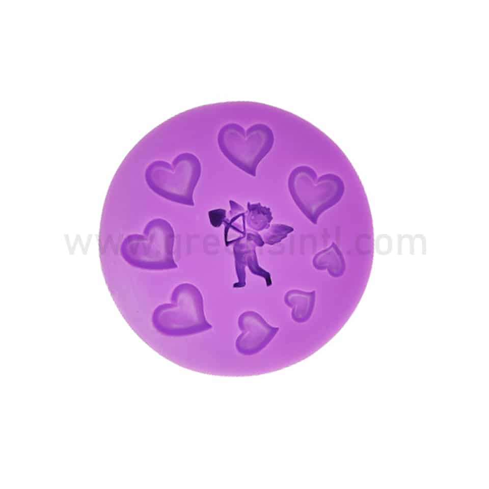 GREENS Silicone Mould Hearts and Cupid 84 x 11 mm