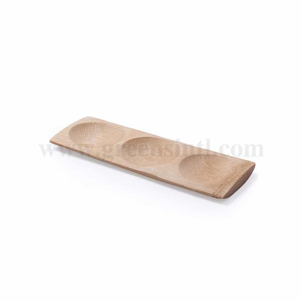 GREENS CHOICE Bamboo Three Compartment Dish 180 x 60mm-50 Pcs