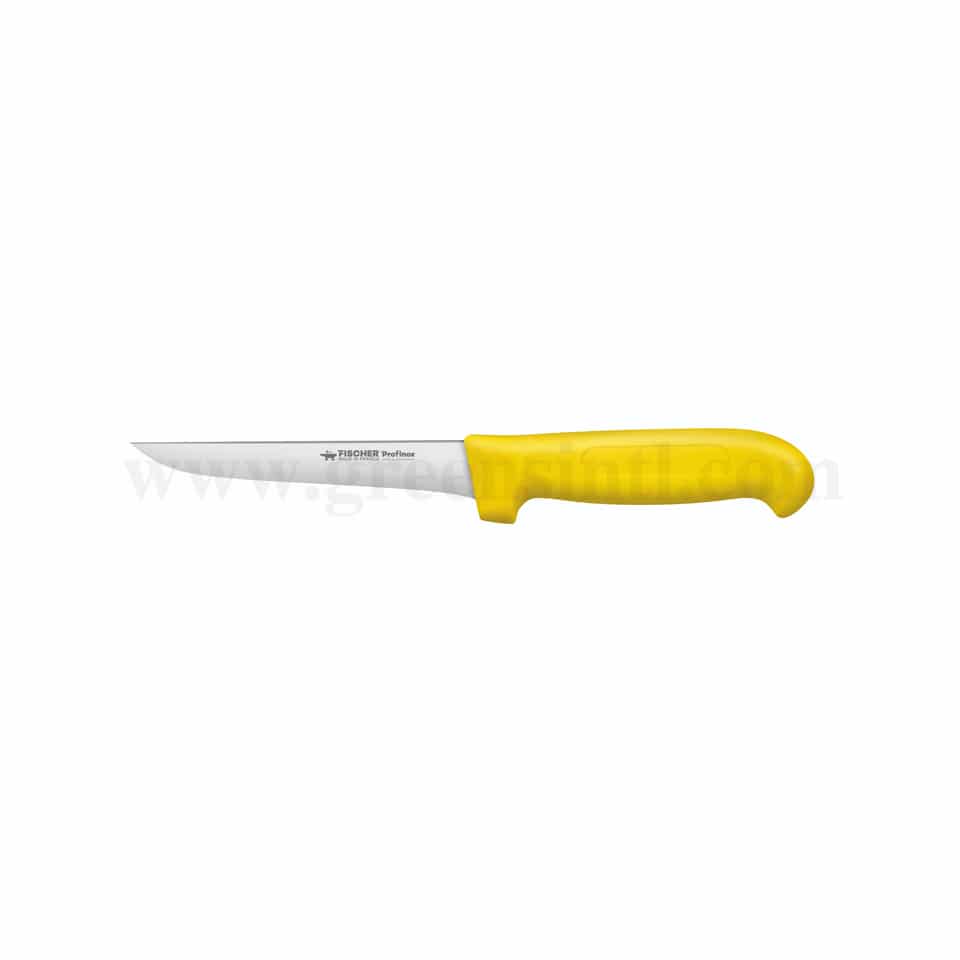 FISCHER BARGOIN Boning Knife Straight Back Yellow Handle 140 mm