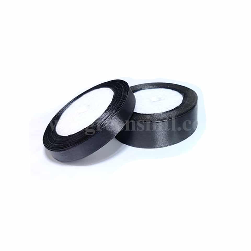 GREENS Satin Ribbon Black Width 1 Inch
