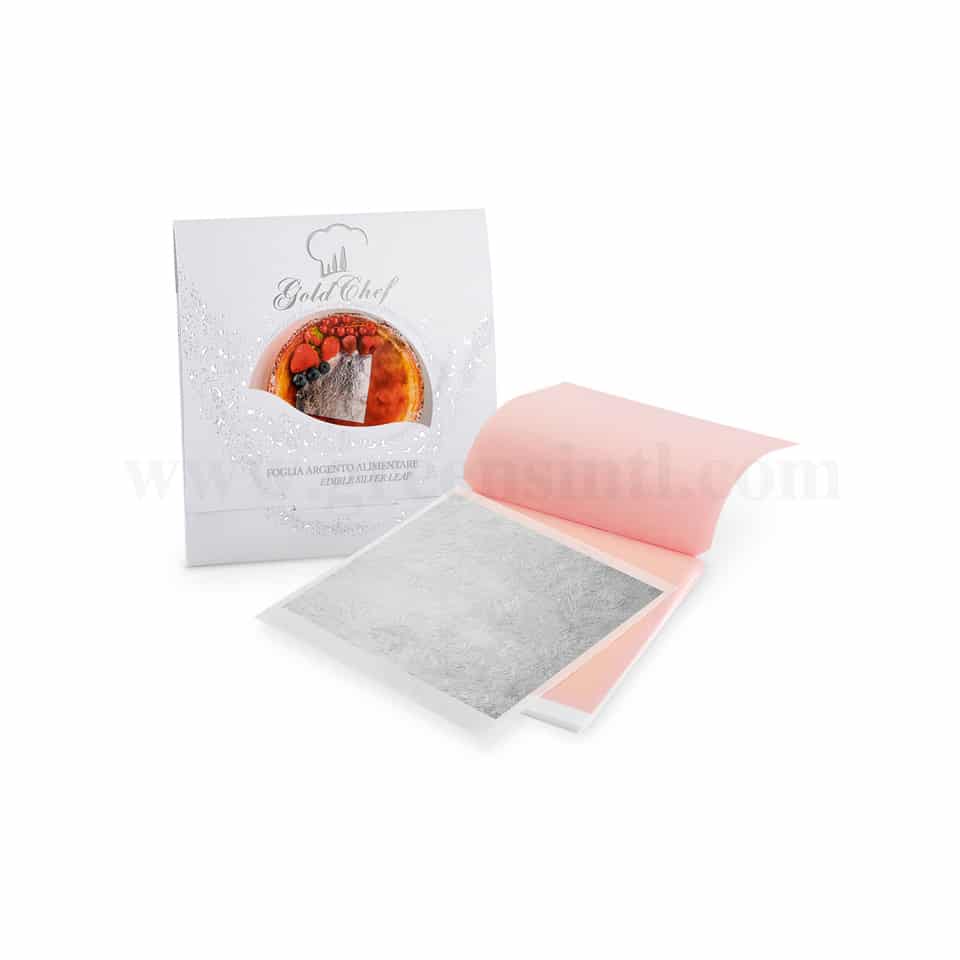 GOLD CHEF Edible Silver Leaves 80x80mm -25 Leaves