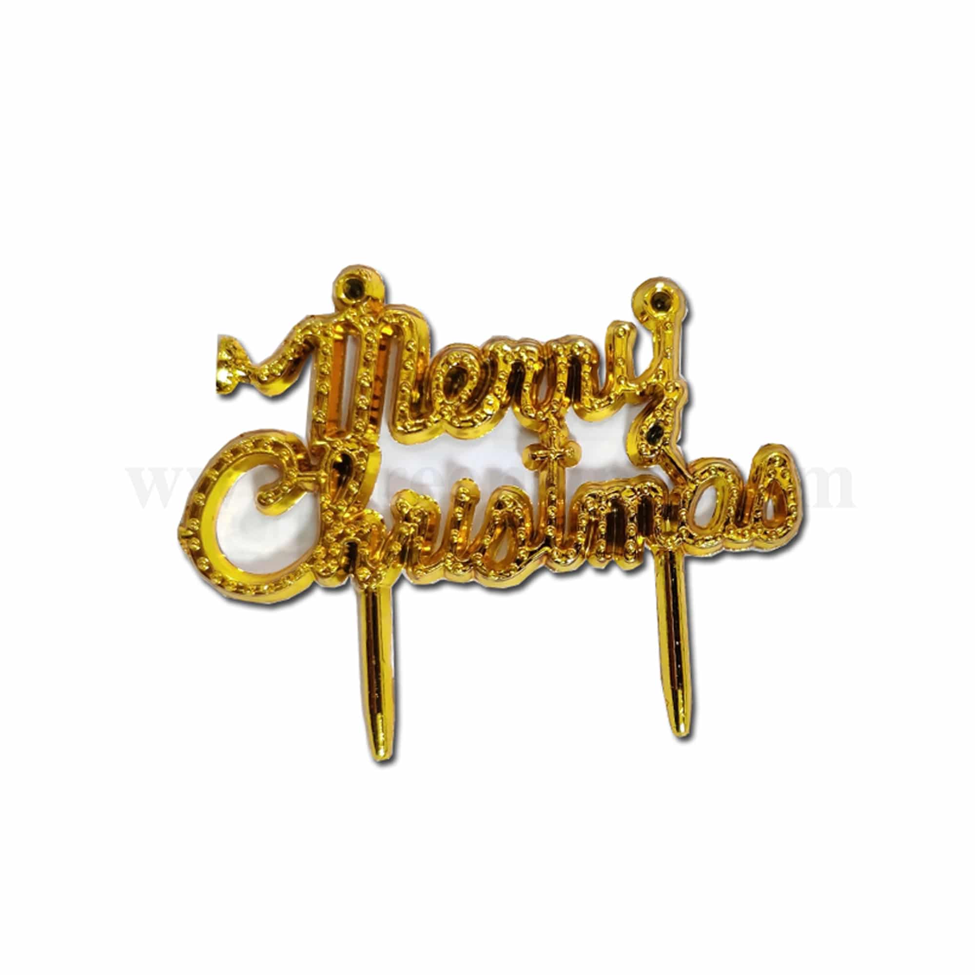 GREENS CHOICE Christmas Cake Topper-Merry Christmas Gold 25 x 50 mm-5 Pcs