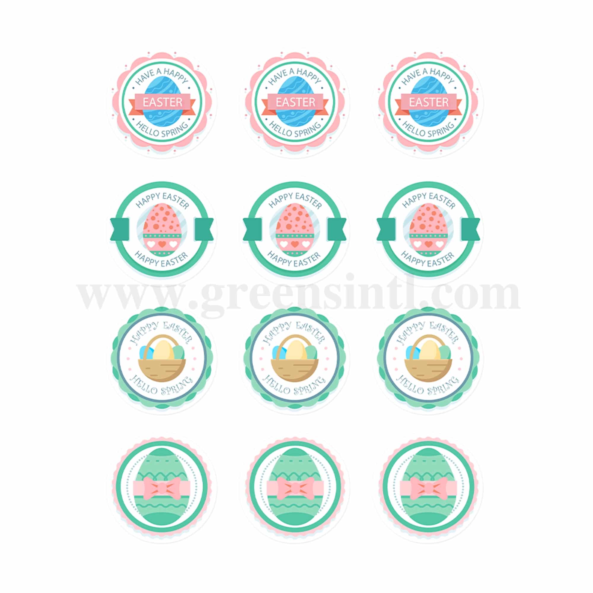 Edible Printed Frosting / Sugar Sheet Easter Egg Decorations -12 Round 2 Inch