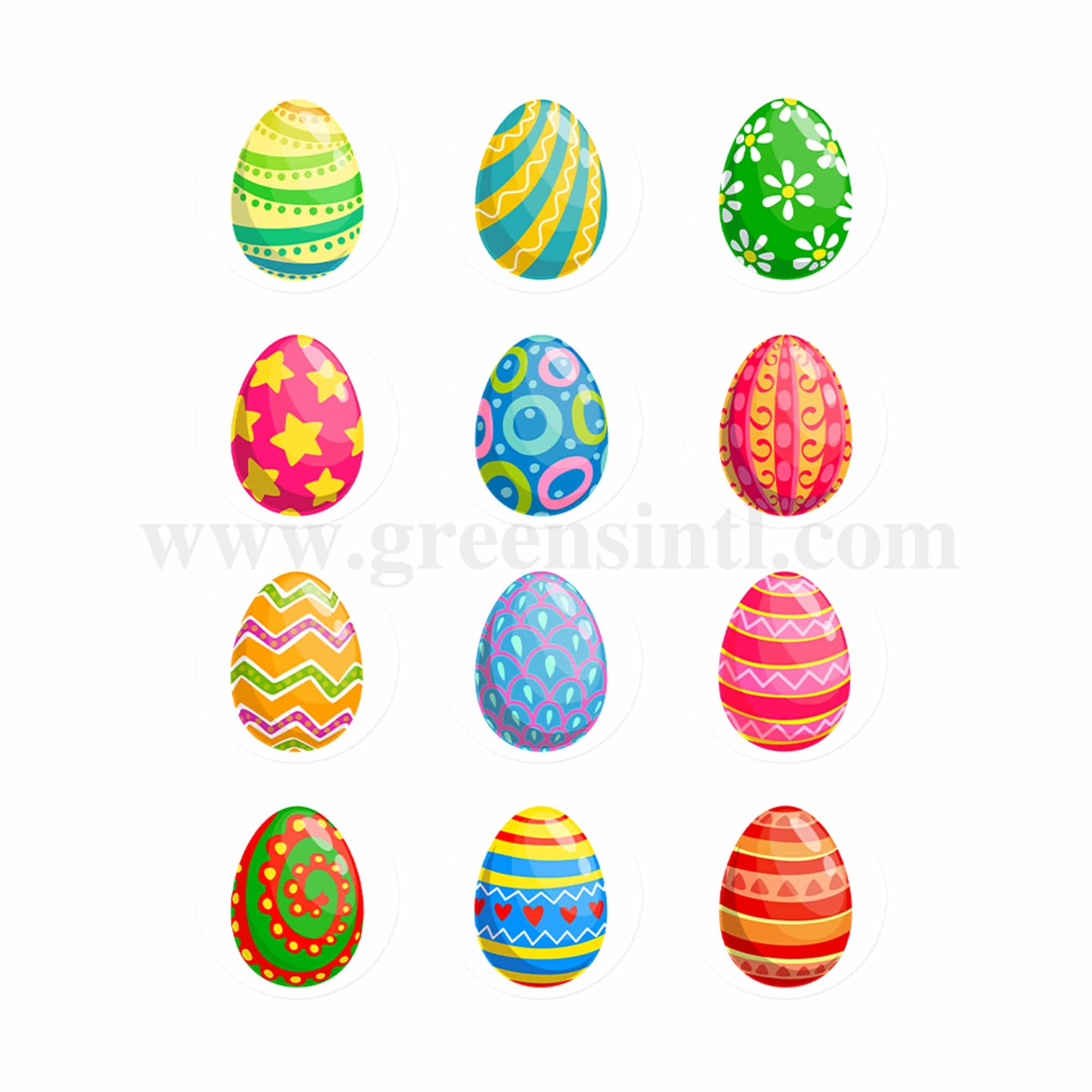 Edible Printed Frosting / Sugar Sheet Easter Eggs -12 Round 2 Inch