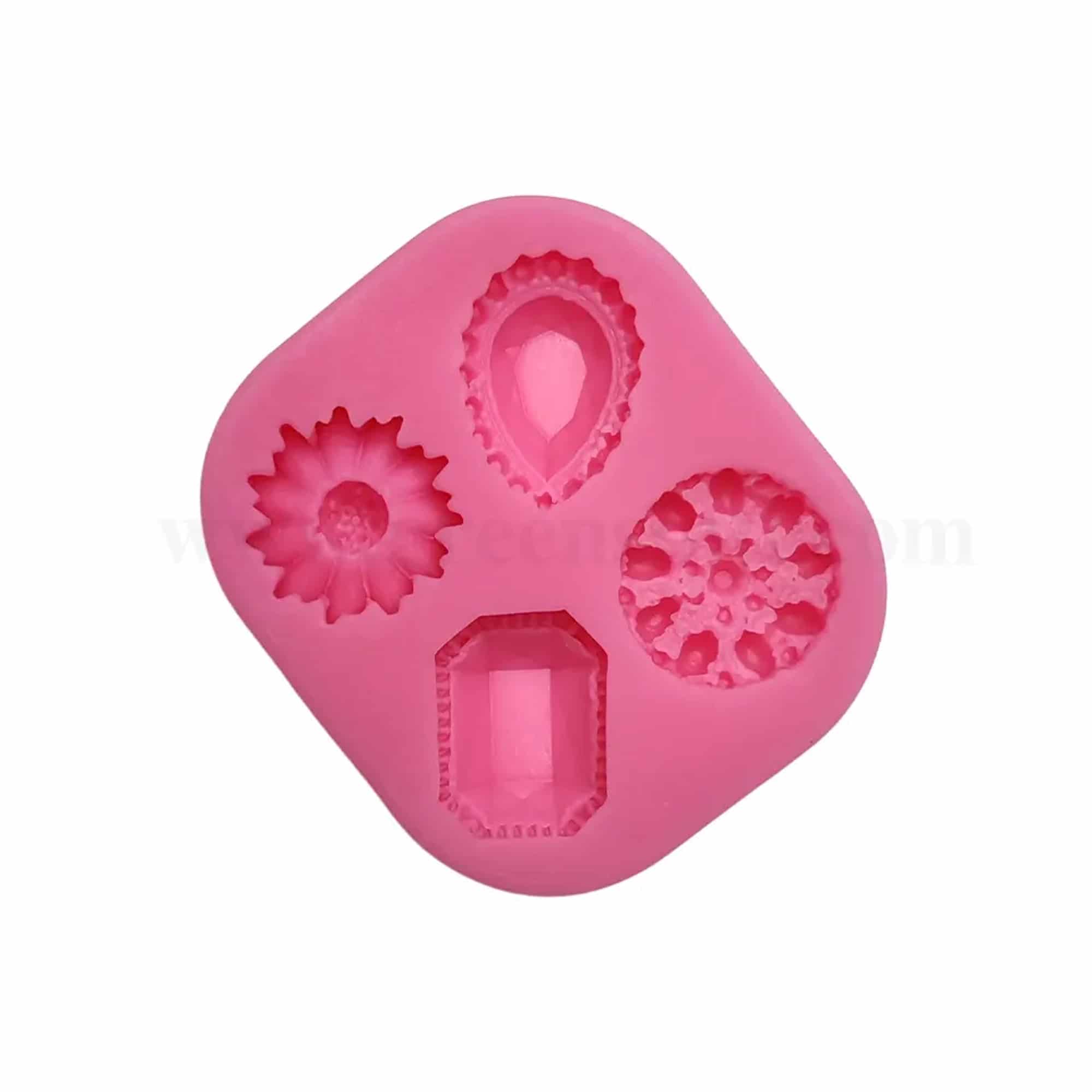 GREENS CHOICE Silicone Mould Jewels &  Flowers 76 x 65 x 12 mm