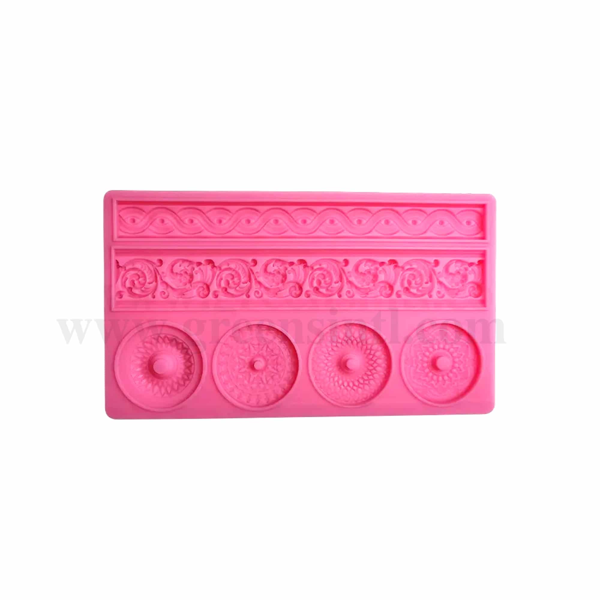 GREENS CHOICE Silicone Mould  Round & Border Designs 195 x 112 x 11 mm