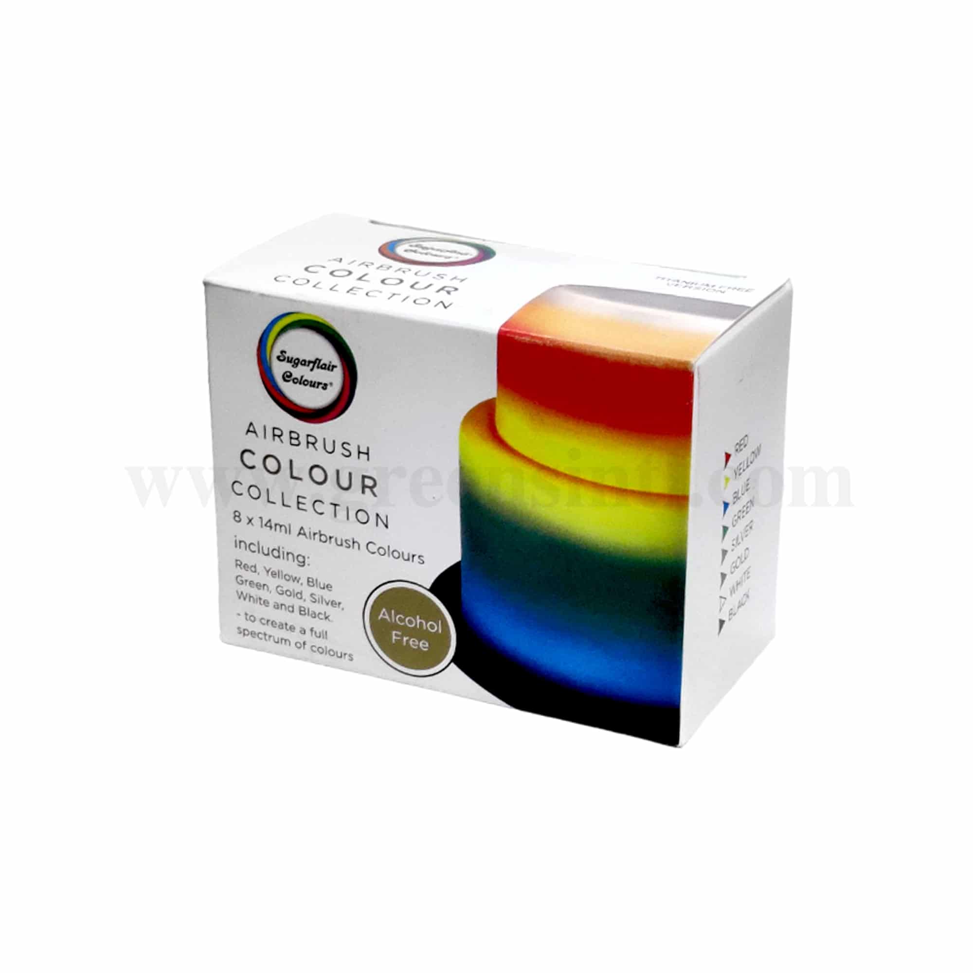 SUGARFLAIR Mixed Airbrush  14ml - 1x8 Alcohol Free Colours