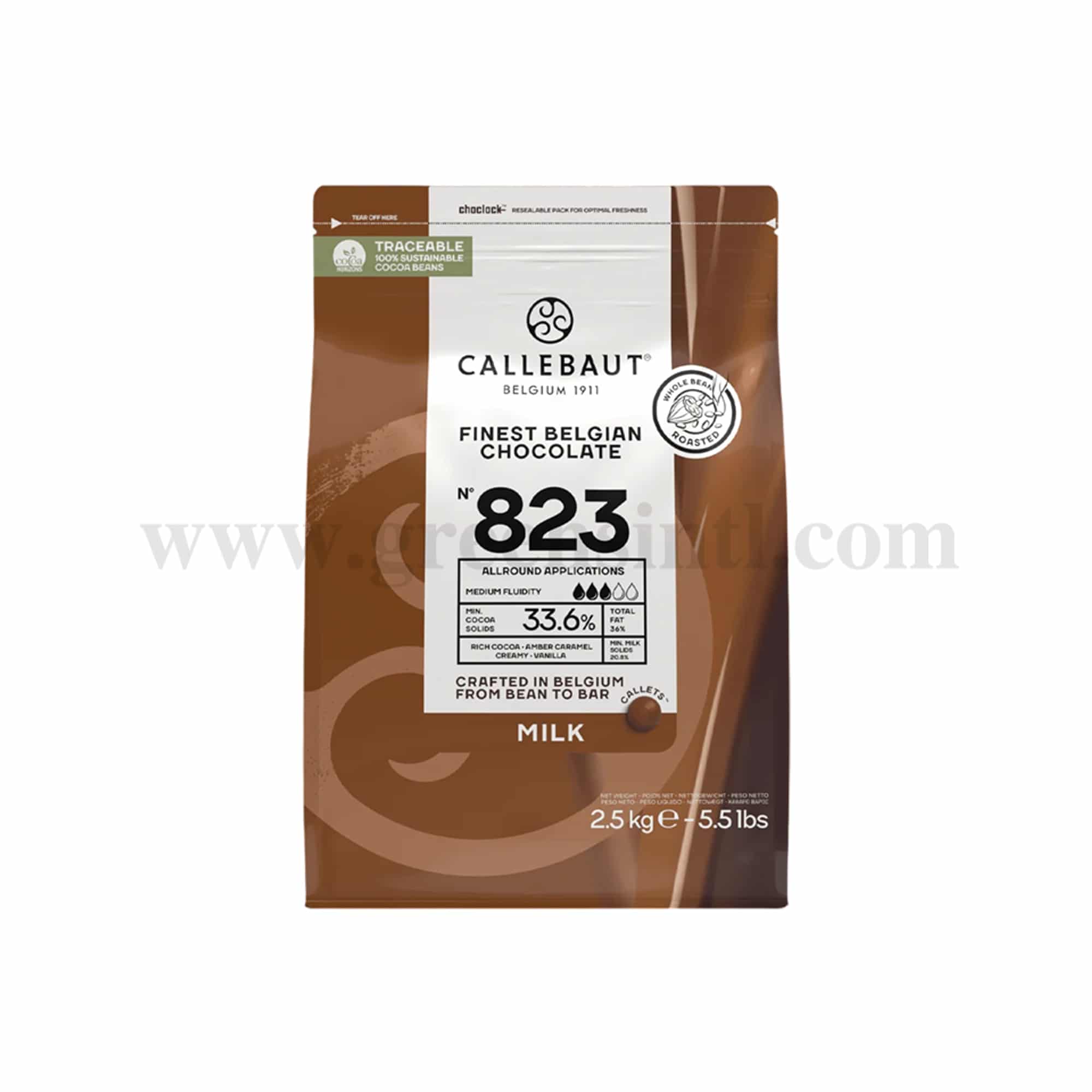 CALLEBAUT Milk Chocolate Callets 823-33.6%-2.5 Kg