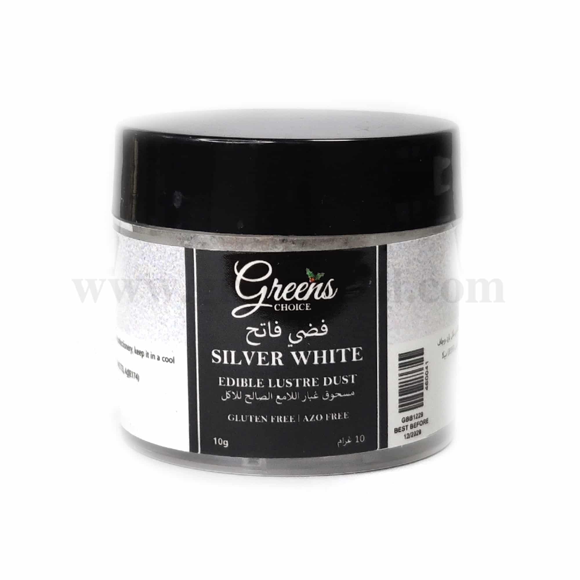 GREENS CHOICE Edible Lustre Dust Silver White 10 g