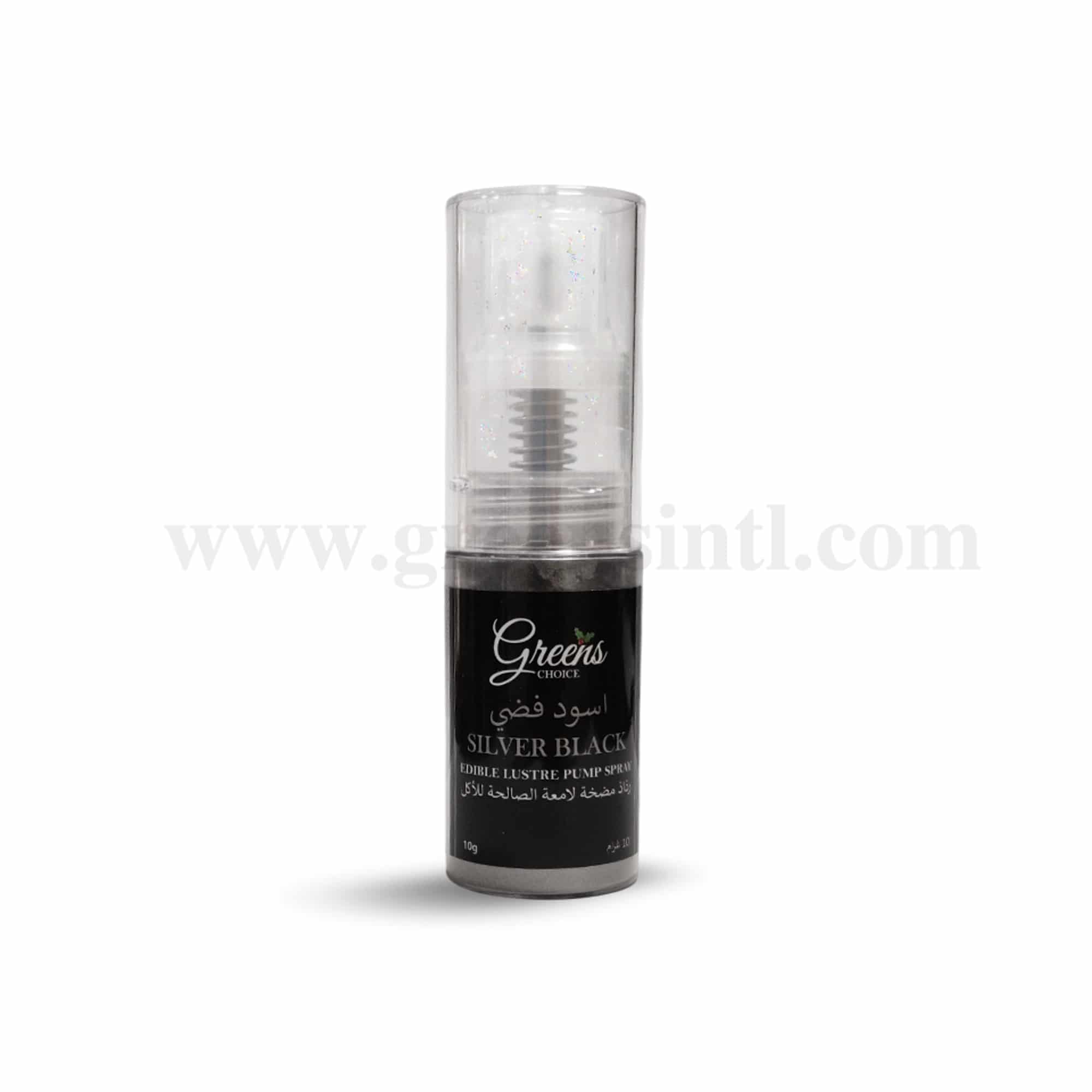 GREENS CHOICE Edible Lustre Dust Pump Spray Silver Black 10 g