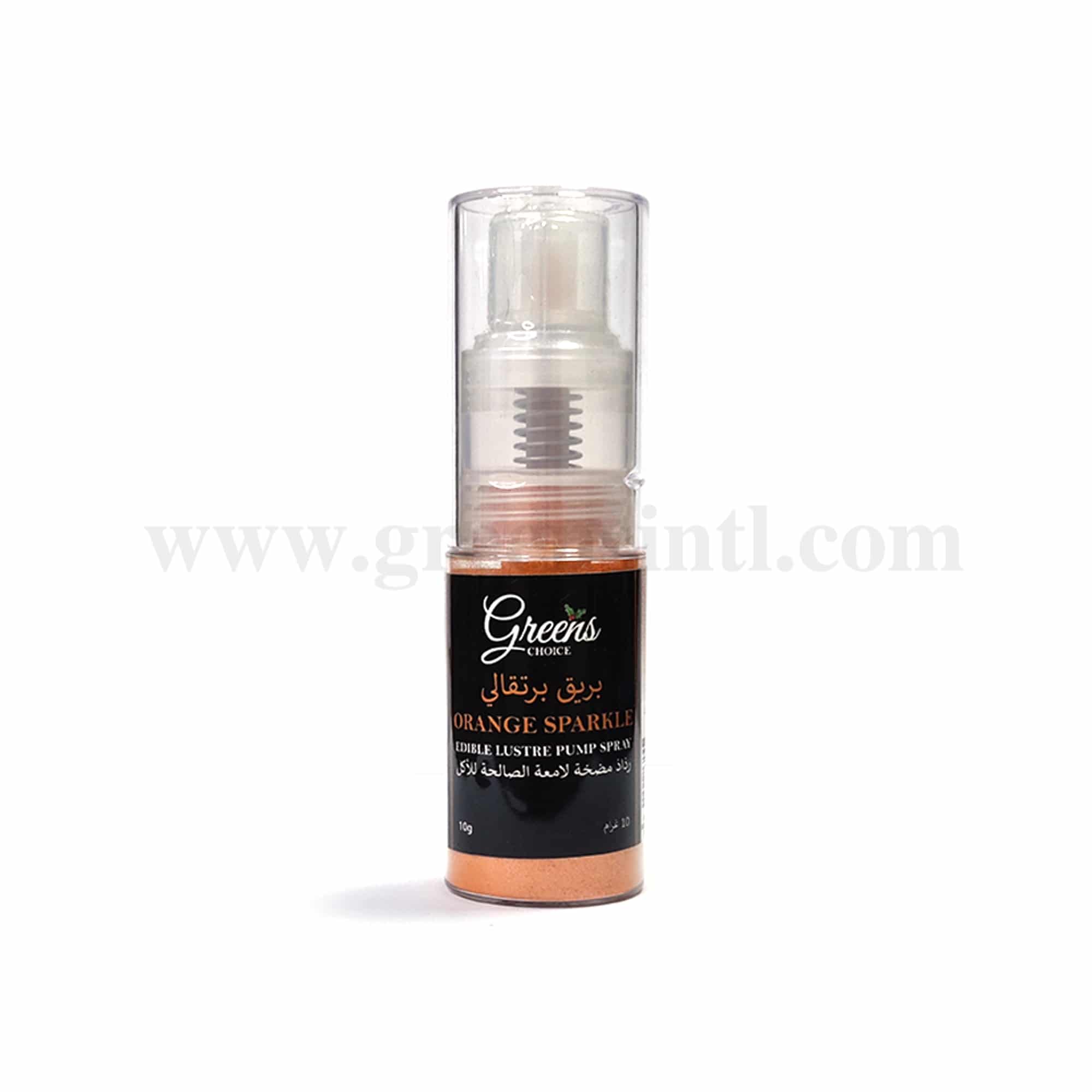 GREENS CHOICE Edible Lustre Dust Pump Spray Orange Sparkle 10 g