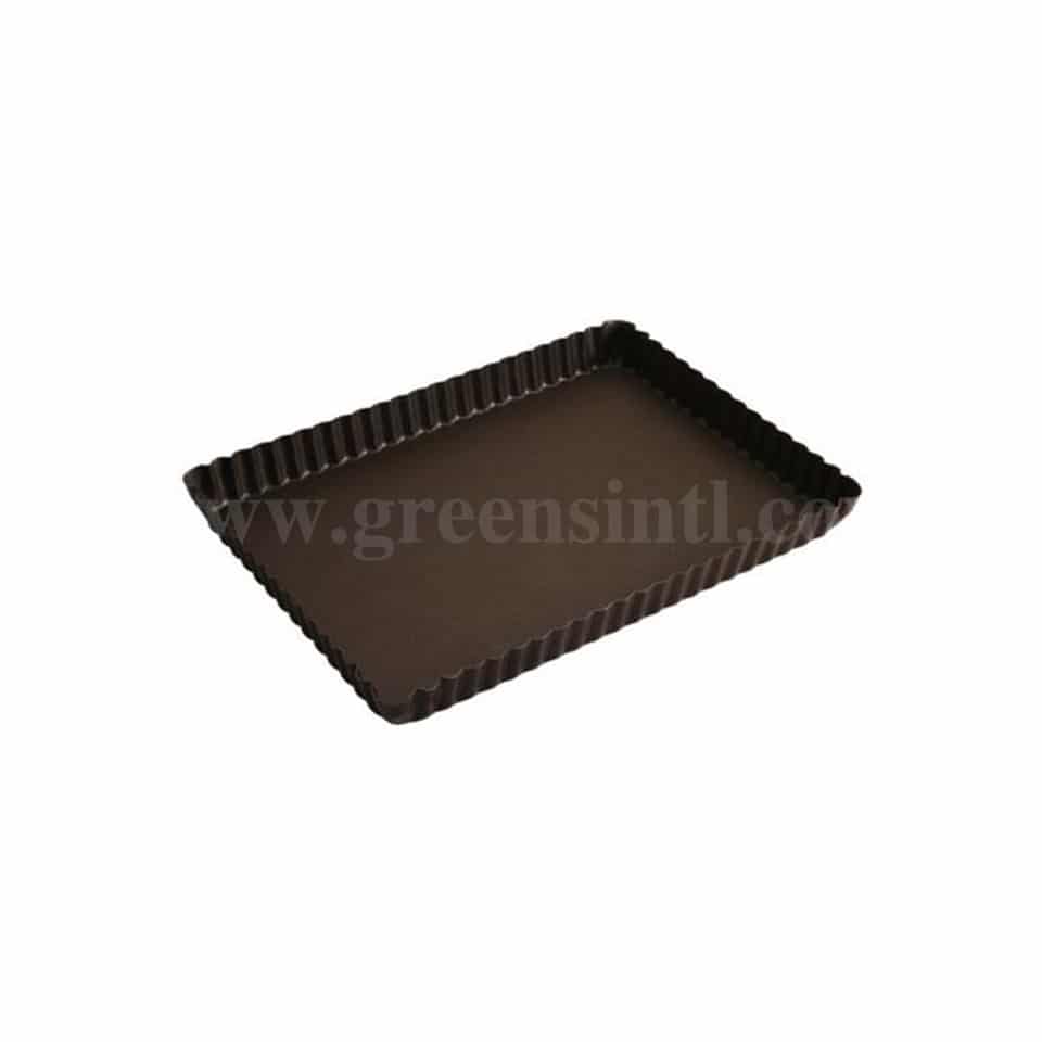 GOBEL Non-stick Rectangular fluted tart Mould Fixed Base 290x205 mm ext dim / 275x195mm int dim - h25mm