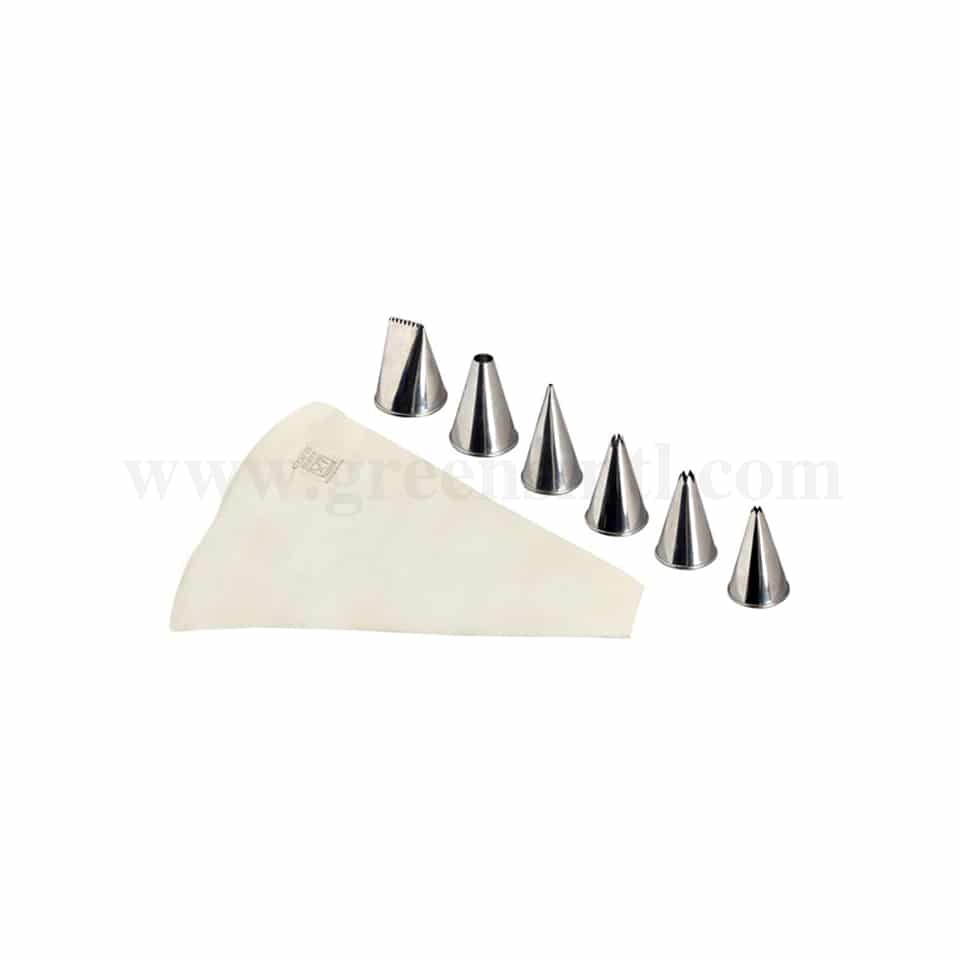 GOBEL Set of 6 Icing tips + Cotton Piping Bag 300 mm