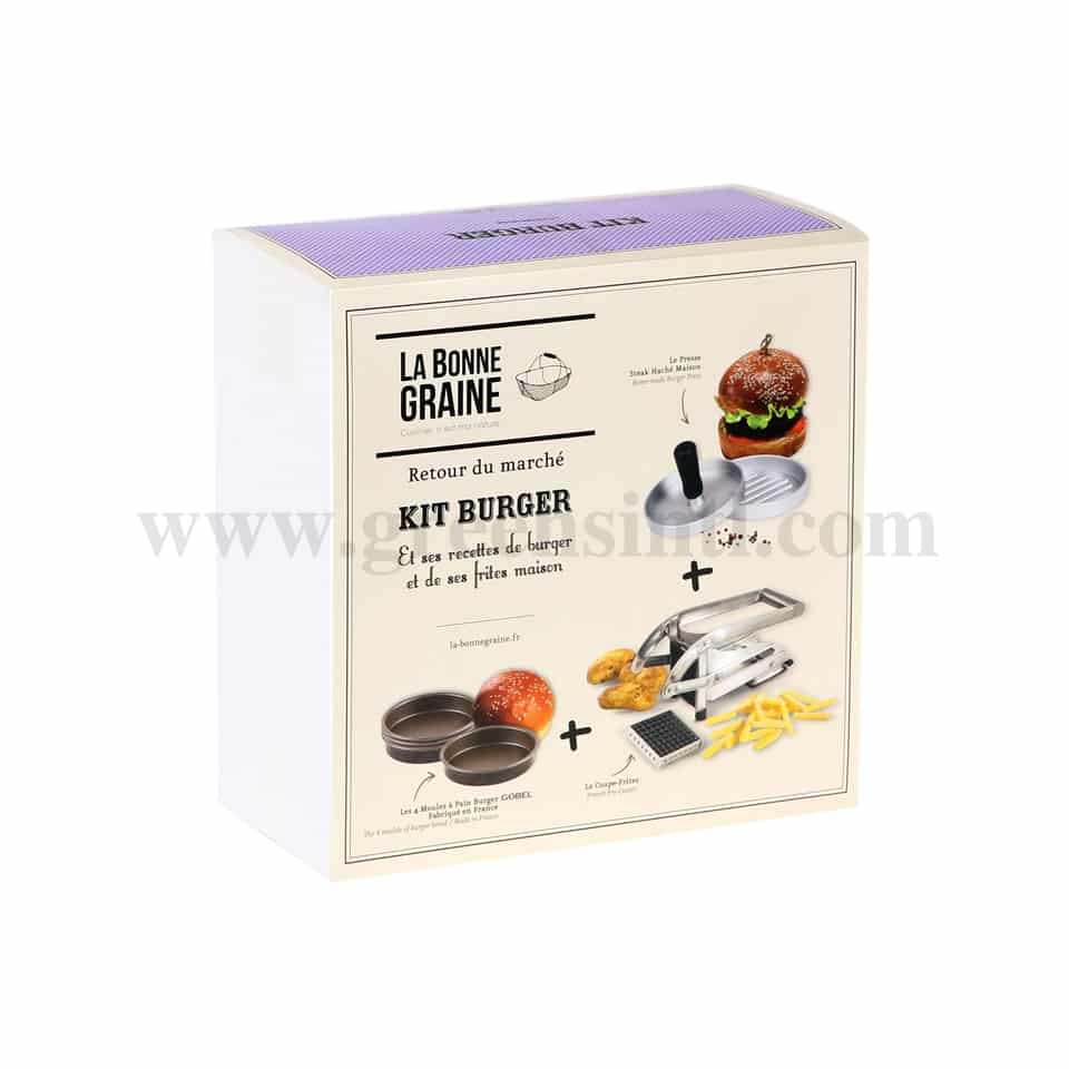 GOBEL Burger kit (1 minced steak press, 4 Burger bread molds, 1 French fry cutter)