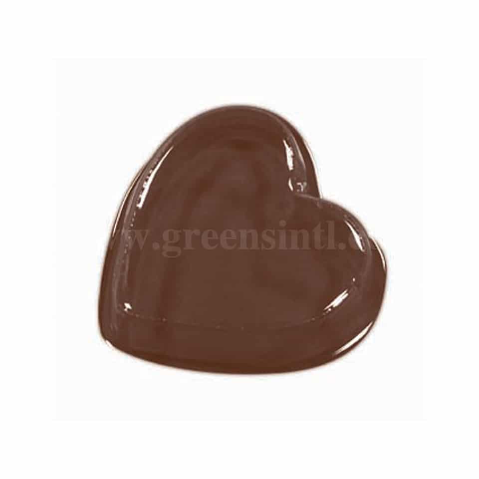 MARTELLATO Thermoformed Chocolate Mould Plain Heart Mint D 27 x h 7 mm