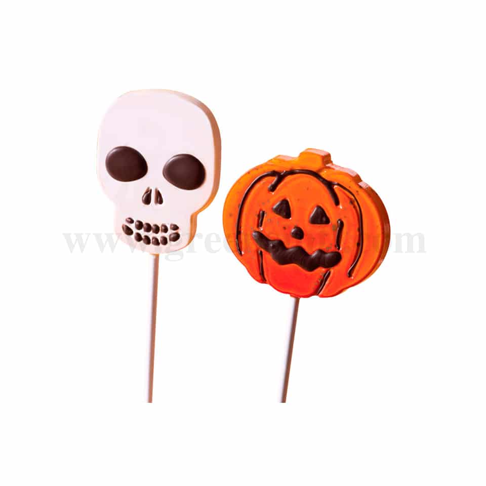 MARTELLATO Thermoformed Chocolate Mould Pumpkin & Skull 69 x 70 x h 9 mm