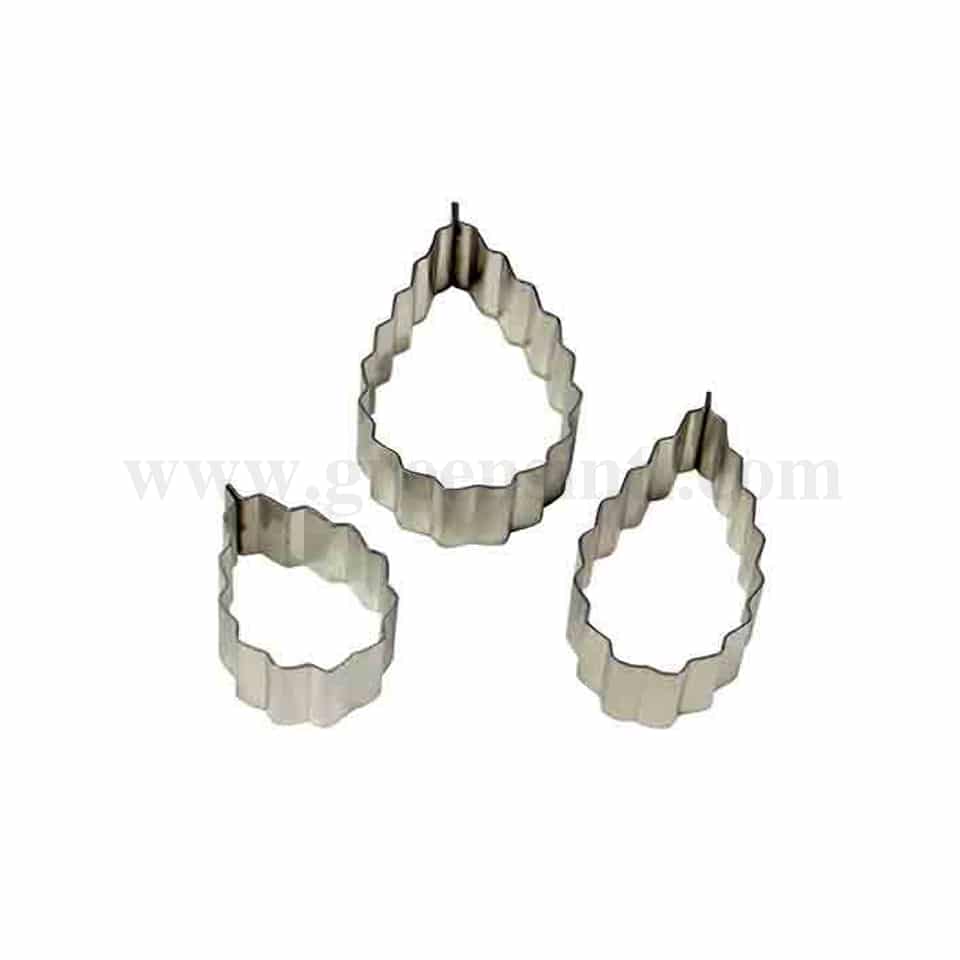PME Stainless Steel Cutters - Rose Leaf Serrated Set of 3