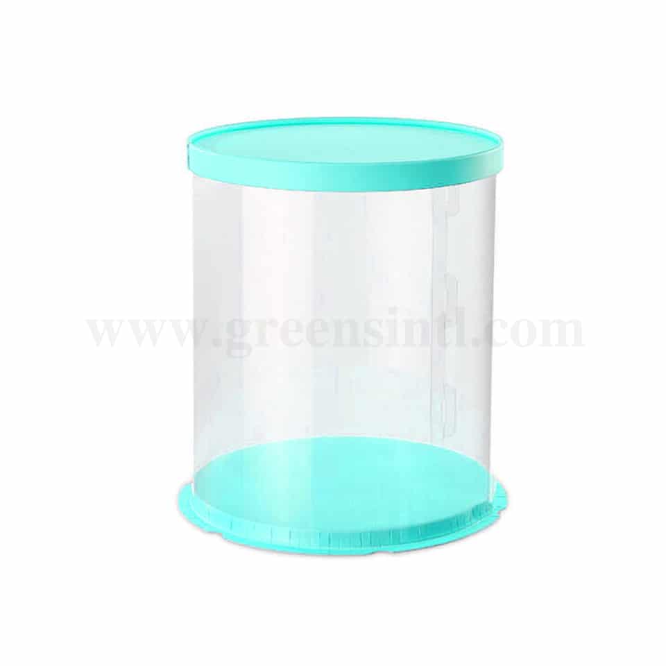 GREENS CHOICE Plastic Foldable Cake Box Round Blue D 26 x H 34 cm