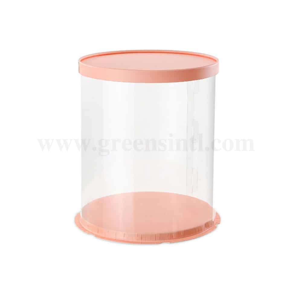 GREENS CHOICE Plastic Foldable Cake Box Round Pink D 22 x H 32 cm